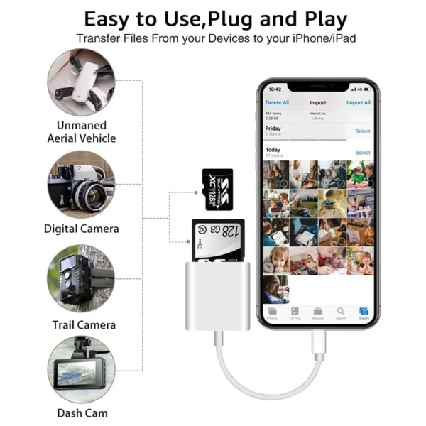 2 in 1 iPhone Photo Transfer SD Card Reader
