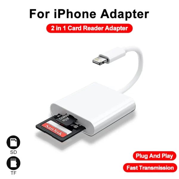 2 in 1 iPhone Photo Transfer SD Card Reader
