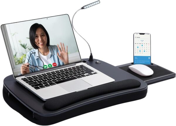 Memory Foam Lap Desk with USB Light and Mouse Pad