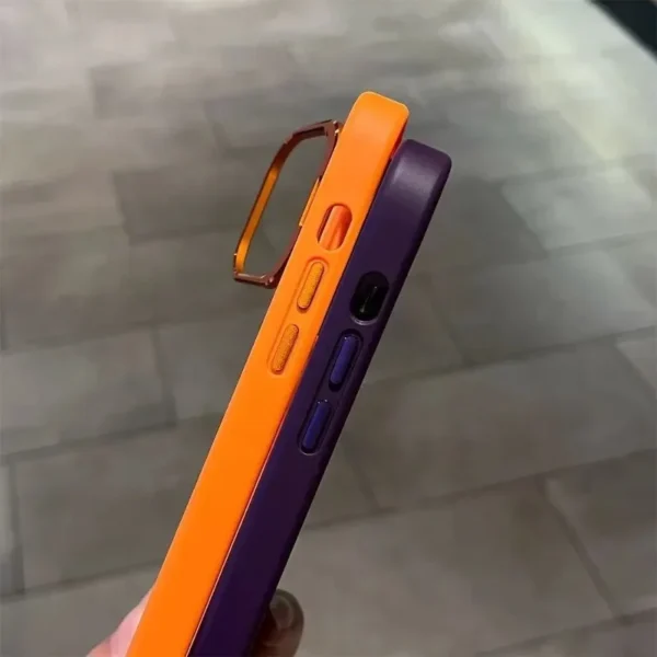 Luxury Bracket Transparent Phone Case With Camera Lens Protector